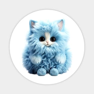 Fluffy  Blue Toy Cat Magnet